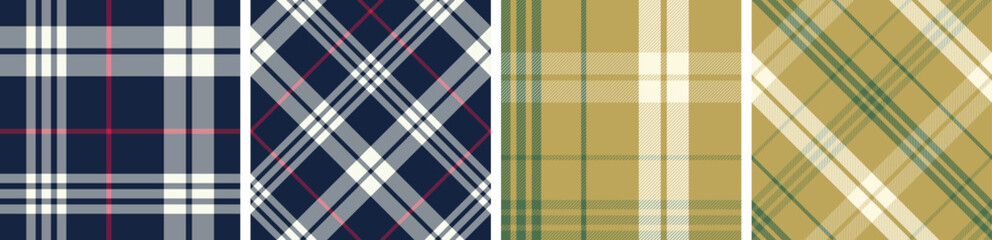 Plaid pattern set seamless tartan check plaid for skirt, tablecloth, blanket, duvet cover, or other modern fashion print.