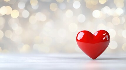 Red heart valentine day greeting card on bokeh background for web banner sales