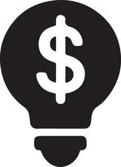 Silhouette vector of a light bulb with a dollar sign inside, symbolizing ideas, innovation, finance, business, and money concepts.
