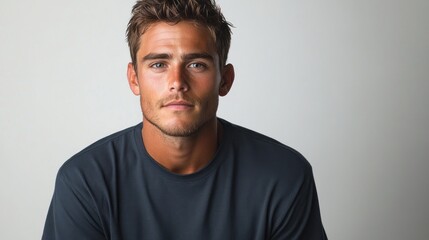 Fototapeta premium Portrait of a Handsome Young Man with a Serene Expression