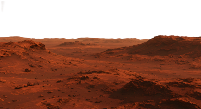 Martian Landscape Red Planet Surface Rocky Terrain Desolate Scene