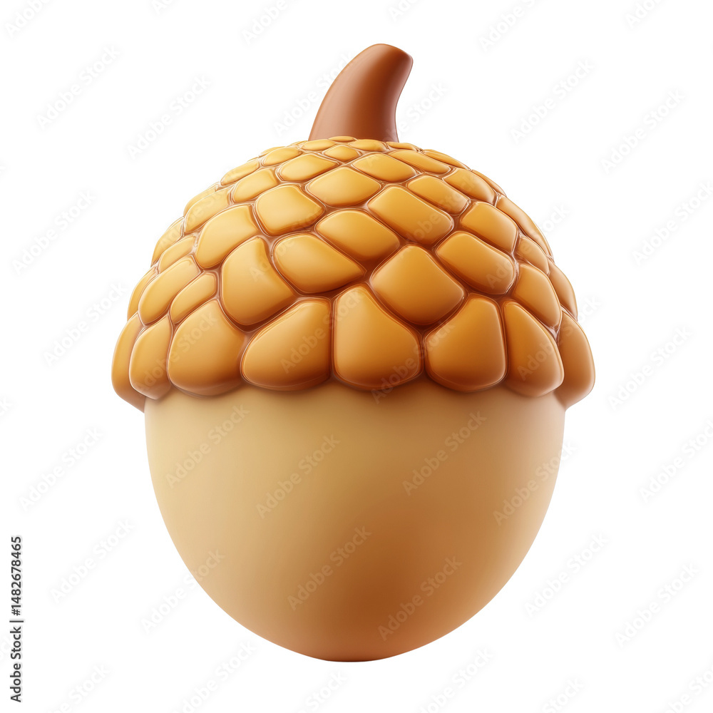 Poster charming 3d render of an acorn on a clean white background, isolated