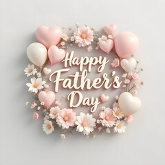 Delicate floral and balloon arrangement celebrating Father's Day with soft pastel hues