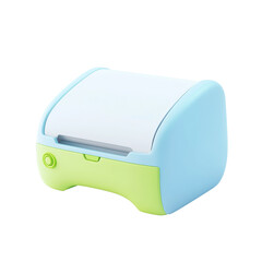 Modern pastel receipt printer in light blue and vibrant green tones