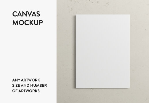 Any Canvas Size Print Interior Wall Art Poster Room Mockup Template