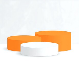 Abstract Orange White Cylinders Minimalist Product Display Stand