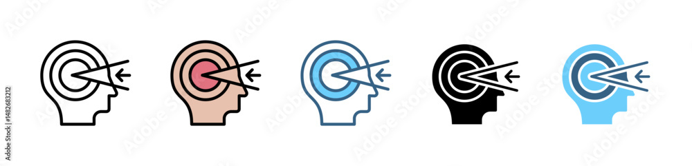 Poster perception icons with various styles and colors
