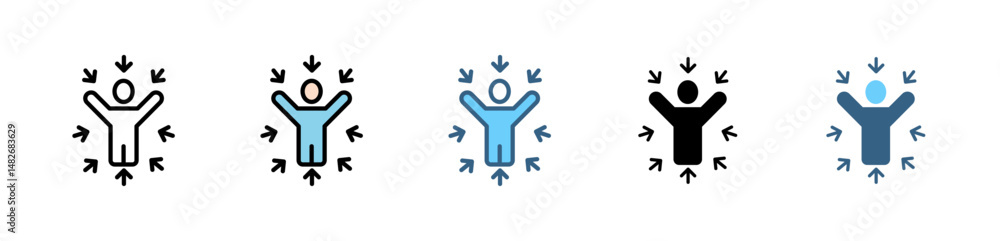 Poster perception icons with various styles and colors