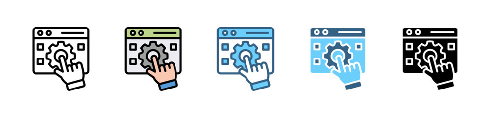 UX DESIGN icons with various styles and colors