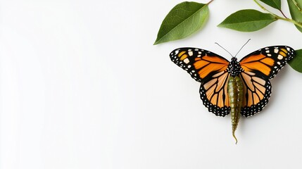 Obraz premium Metamorphosis Conceptual Depiction with Monarch Butterfly and Caterpillar Hybrid