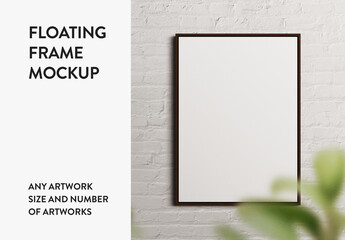 Floating Frame Print Canvas Any Size Interior Wall Art Poster Room Mockup Template
