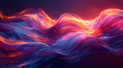 Obraz premium A captivating display of luminous, flowing waves in a vibrant blend of radiant colors.