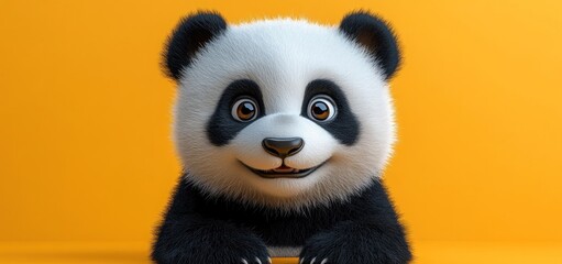 Fototapeta premium Adorable 3D Rendered Panda Cub: A Symbol of Joy and Playfulness