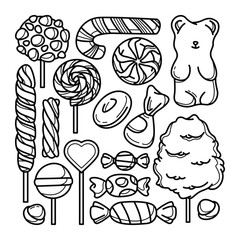 Collection of Hand Drawn Candy Doodles