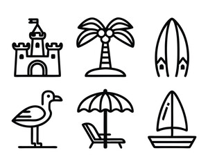 beach icon set