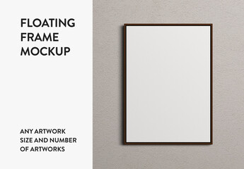 Floating Frame Print Canvas Any Size Interior Wall Art Poster Room Mockup Template
