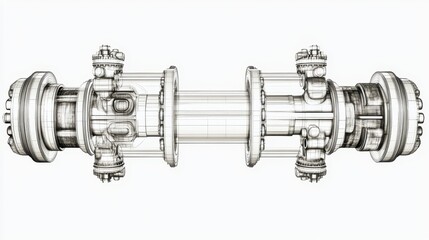 A pipeline system clipart, oil transport element, technical drawing style, silver tones, isolated on white background. 