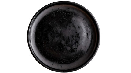 Black Round Plate Empty Dish isolated on transparent background