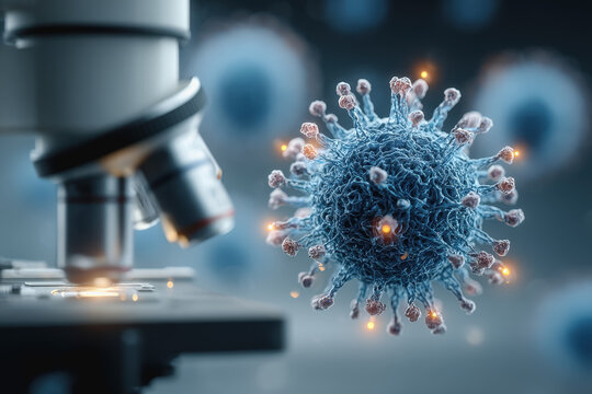 Close-up of coronavirus structure illustrating the importance of biotech investments in global health and safety measures