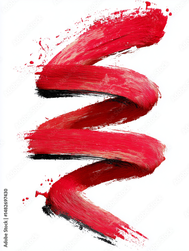 Poster bold red paint strokes create dynamic zig zag pattern, showcasing artistic expression and creativity