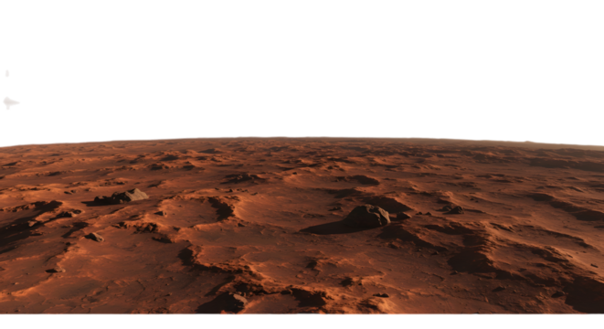 Martian Landscape Aerial View Red Planet Surface Rocky Terrain
