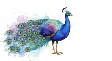 Obraz premium Watercolor peacock illustration