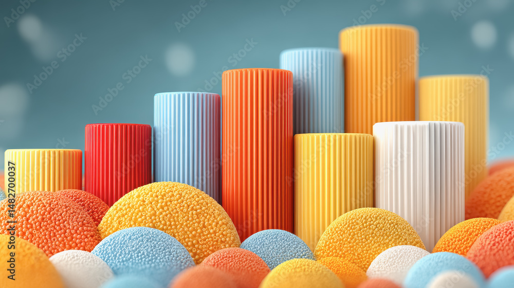 Poster a collection of colorful easter eggs decorated with vibrant patterns displayed on a bright spring ba