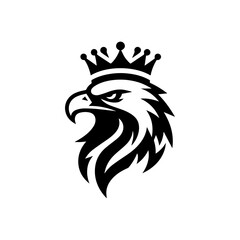 Eagle head with crown emblem logo. elegant eagle head with crown logo.