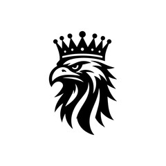 Eagle head with crown emblem logo. elegant eagle head with crown logo.