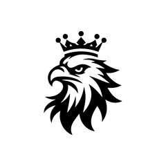 Eagle head with crown emblem logo. elegant eagle head with crown logo.