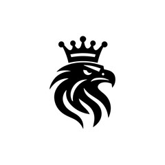 Eagle head with crown emblem logo. elegant eagle head with crown logo.