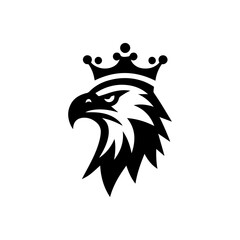 Eagle head with crown emblem logo. elegant eagle head with crown logo.