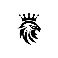 Eagle head with crown emblem logo. elegant eagle head with crown logo.