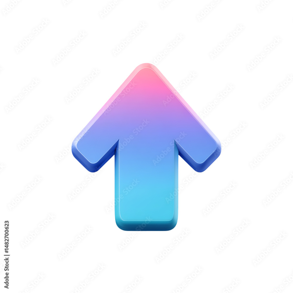 Poster 3D Gradient Up Arrow Icon on Transparent Background