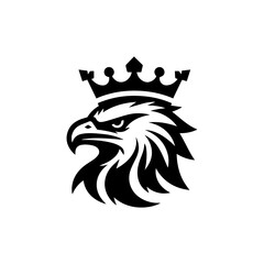 Eagle head with crown emblem logo. elegant eagle head with crown logo.