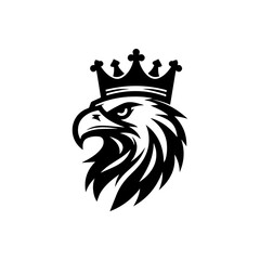 Eagle head with crown emblem logo. elegant eagle head with crown logo.