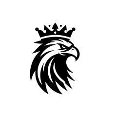 Eagle head with crown emblem logo. elegant eagle head with crown logo.