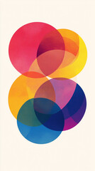 Obraz premium Abstract colorful geometric shape vector illustration with overlapping circles in vibrant colors, perfect for creating modern and minimalist designs.