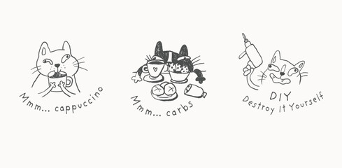 Sarcastic Cats – Hand Drawn Funny Minimal Illustrations