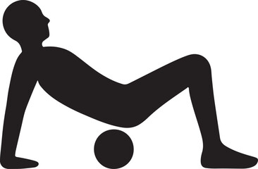 Silhouette vector of foam roller stretching exercise, ideal for fitness, muscle recovery, physical therapy, flexibility, and workout themes.