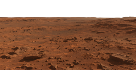 Martian Landscape Rocky Terrain and Red Dust on the Surface of Mars
