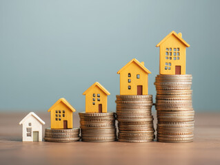 A house and a pile of coins depicting reit stocks and investment opportunities in real estate markets