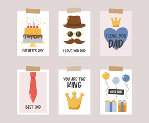 Father day elements collection. Design for posters, banner, greeting cards, stickers