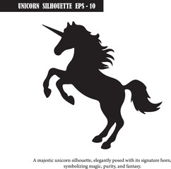 Majestic Unicorn Silhouette | Elegant Unicorn Illustration | Fantasy Unicorn Art