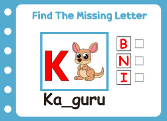 find missing letter cute little kangaroo.