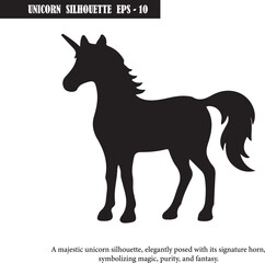 Majestic Unicorn Silhouette | Elegant Unicorn Illustration | Fantasy Unicorn Art