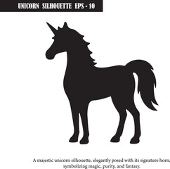 Obraz premium Majestic Unicorn Silhouette | Elegant Unicorn Illustration | Fantasy Unicorn Art