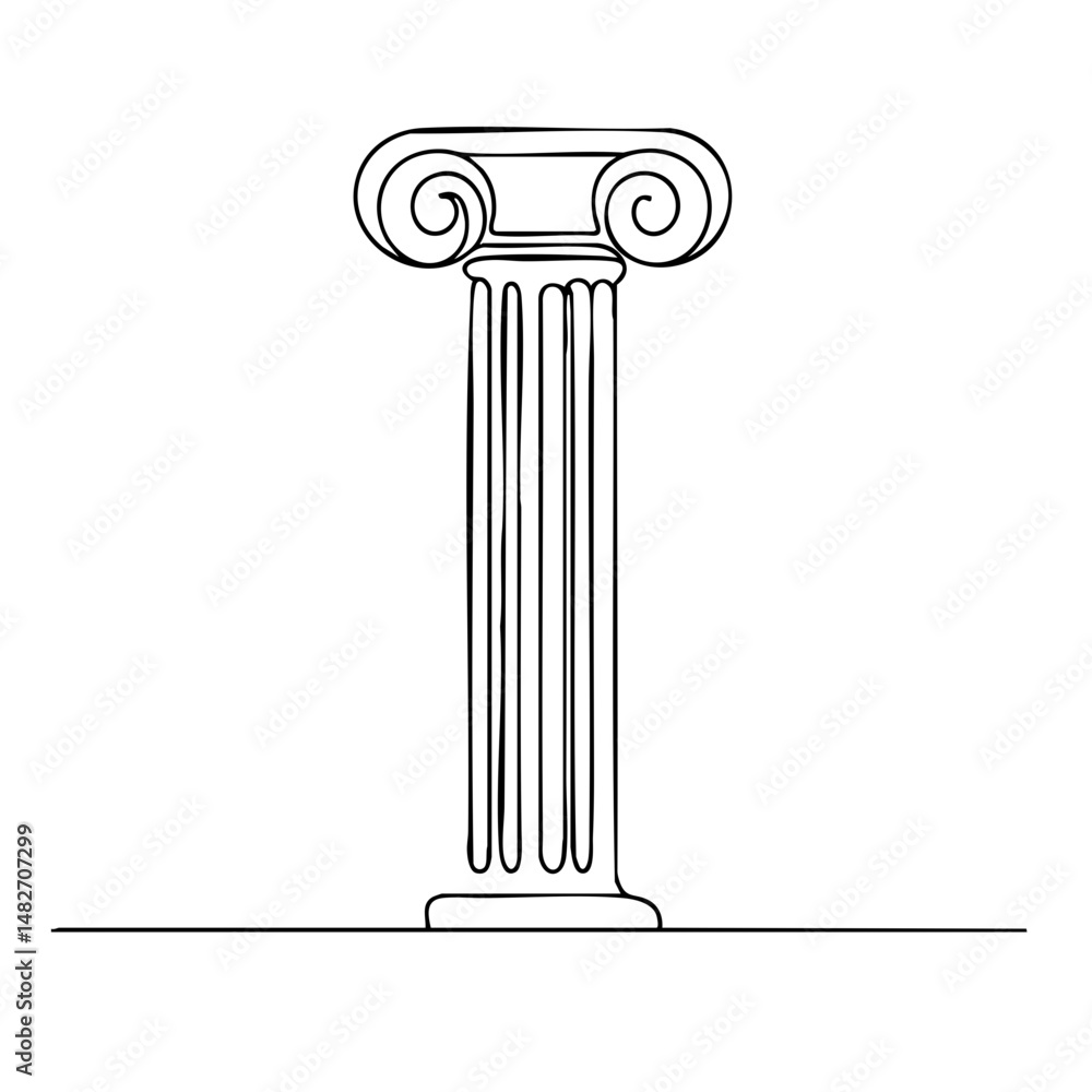 Poster classical column outline in minimalist design on a white background