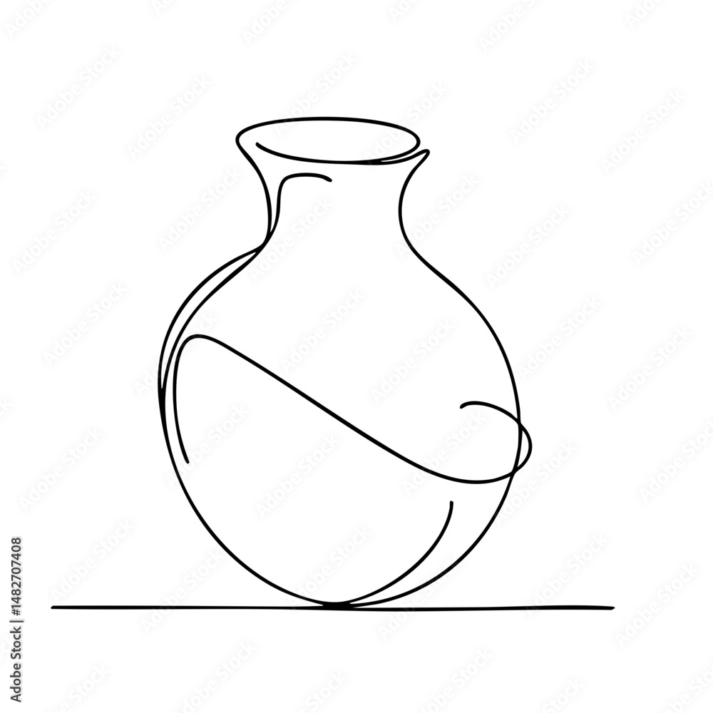 Poster simple line drawing of a vase in minimalist style