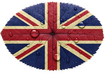 Fototapeta premium United Kingdom Flag on a Leaf A Unique Artistic Representation of British Identity